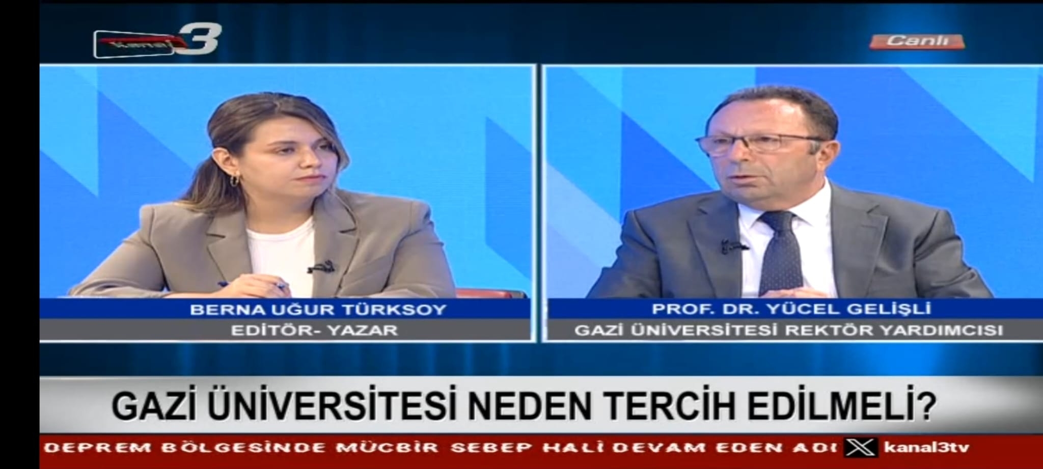 Rektör Yardımcımız Prof Dr Yücel Gelişli Kanal 3 TVDe