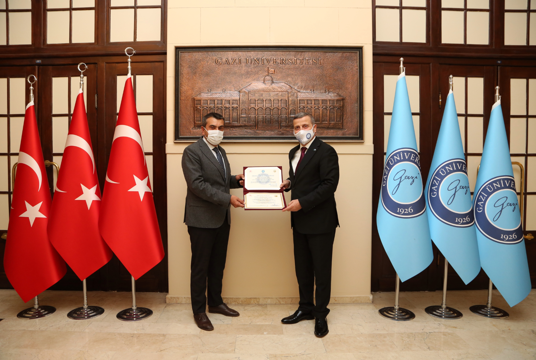 gazi universitesi ankara haci bayram veli universitesi rektoru prof dr yusuf tekin rektorumuz prof dr musa yildiz i ziyaret etti