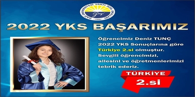 Gazi Üniversitesi Vakfı Özel Okulları öğrencisi Deniz Tunç 2022 YKS’de Türkiye İkincisi Oldu