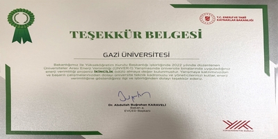 Üniversiteler Arası Enerji Verimliliği (ÜNVER-1) Yarışmasında Üniversitemiz İkinci Oldu