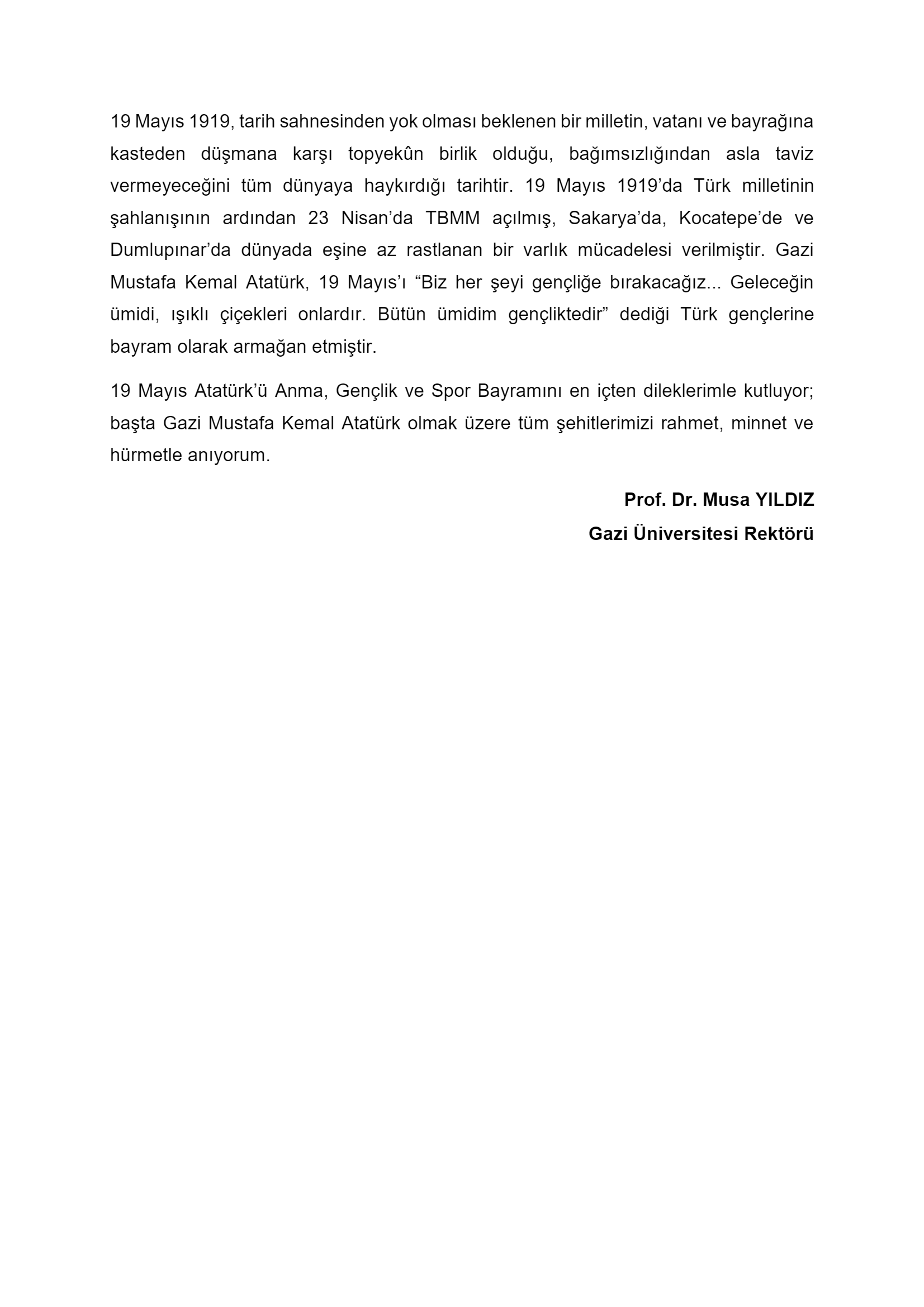 19 Mayıs Mesajı-1