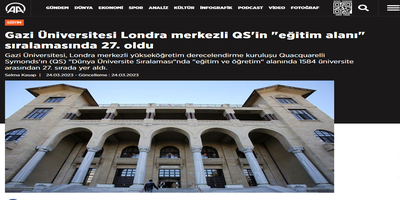 Gazi Üniversitesi Eğitim Alanında Türkiye’de Birinci, Dünyada ilk 30’da