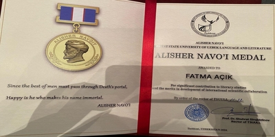 Prof. Dr. Fatma Açık’a Özbek Dili ve Edebiyatına Katkılarından Dolayı Üstün Hizmet Madalyası Verildi