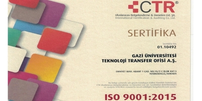 Gazi Üniversitesi Teknoloji Transfer Ofisi AŞ ISO 9001:2015 Kalite Yönetim Sistemi Belgesini Aldı