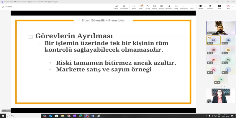 Üniversitemiz Personeline Güvenli İnternet Kullanımı ve Kişisel Bilgilerin Korunması Eğitimi Verildi