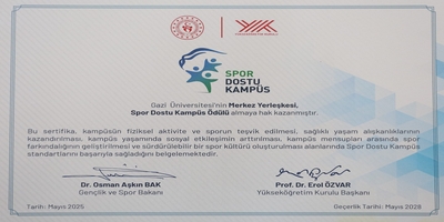Üniversitemize Spor Dostu Kampüs Unvanı