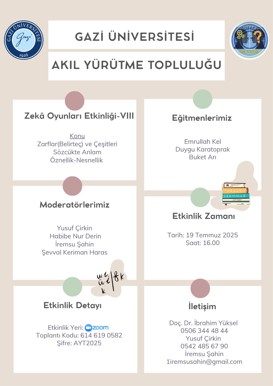 Akıl Yürütme Topluluğu Zeka Oyunları Etkinliği - VIII