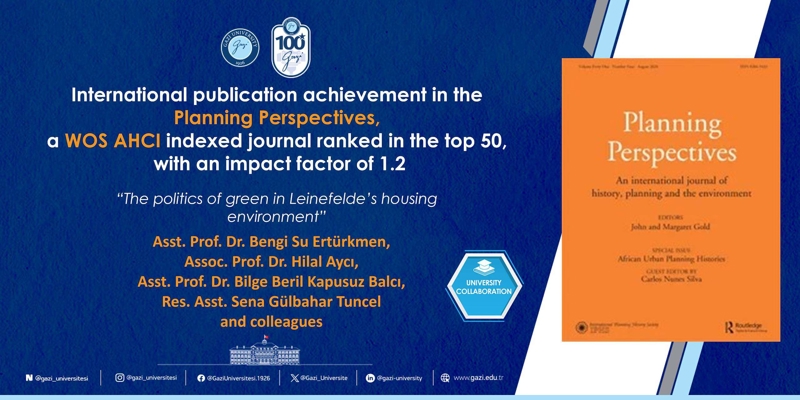 International Publication Success in a WoS AHCI Journal Ranked among the Top 50 (Asst. Prof. Dr. Bengi Su Ertürkmen and her colleagues) 