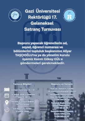 G.Ü. Rektörlüğü 17. Geleneksel Satranç Turnuvası