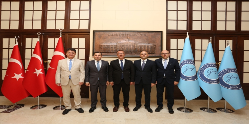 Azerbaycan Ankara Büyükelçiliği Dış İlişkiler Müsteşarı Dr. Fuzuli Majidli ve Eğitim Müsteşarı Müjdat Hasanov, Rektörümüz Prof. Dr. Uğur Ünal'ı Ziyaret Etti