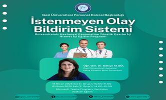 İstenmeyen Olay Bildirim Sistemi Konulu Hizmet İçi Eğitim Programı Düzenlenmiştir.