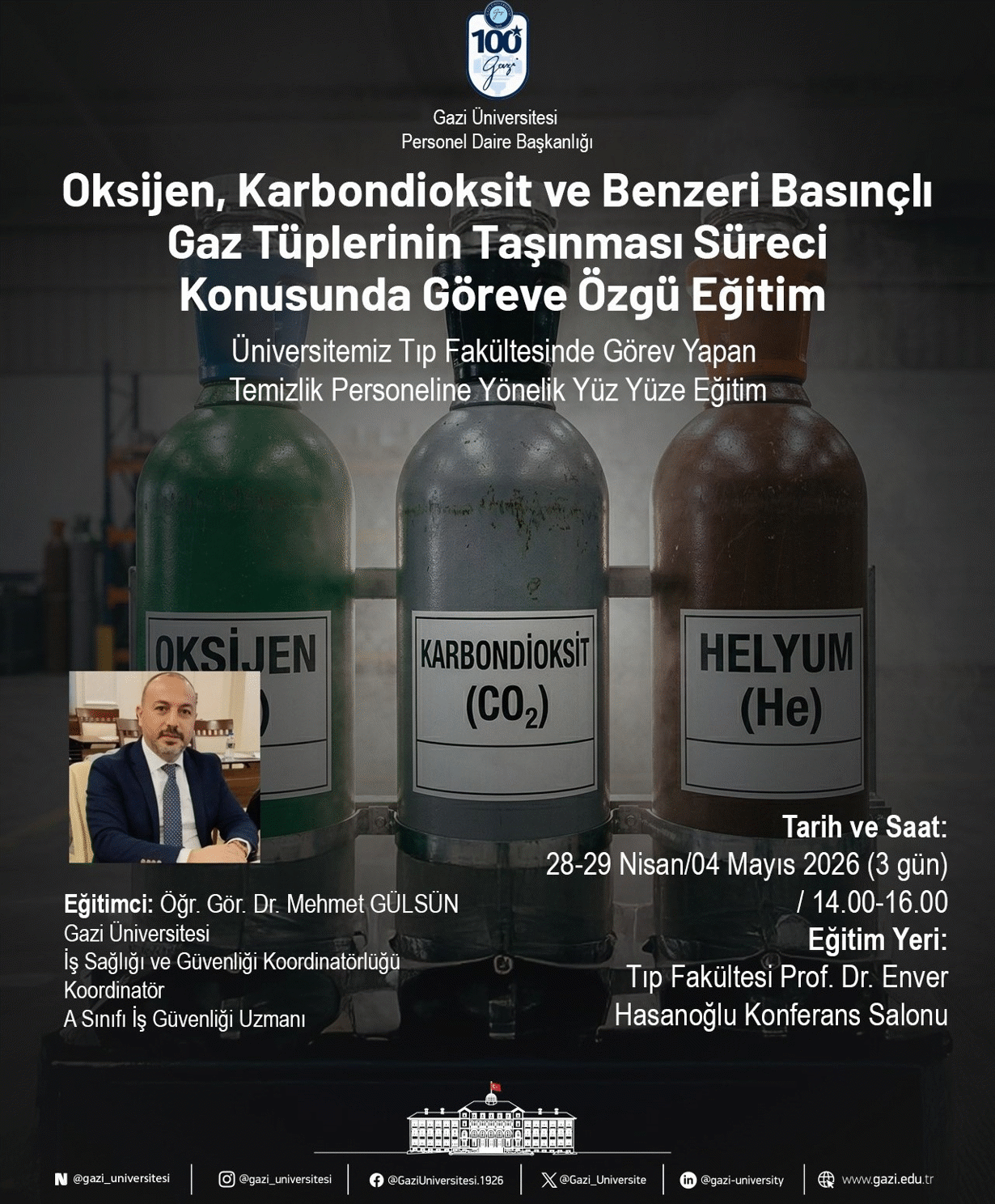 Oksijen, Karbondioksit ve Benzeri Basınçlı Gaz Tüplerinin Taşınması Süreci Afiş 3-1