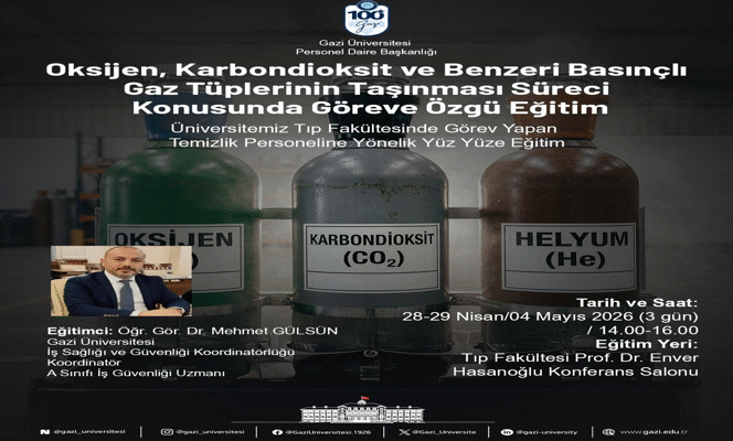 Oksijen, Karbondioksit ve Benzeri Basınçlı Gaz Tüplerinin Taşınması Süreci Konusunda Göreve Özgü Eğitim Konulu Hizmet İçi Eğitim Programı Düzenlenmiştir.