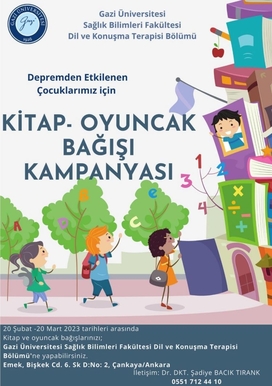 Depremden Etkilenen Çocuklarımız İçin Kitap-Oyuncak Bağışı Kampanyası