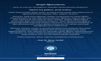 Rektörümüz Prof. Dr. Musa Yıldız'ın Üniversitemize Yerleşmeye Hak Kazanan Öğrencilerimize Tebrik Mesajı