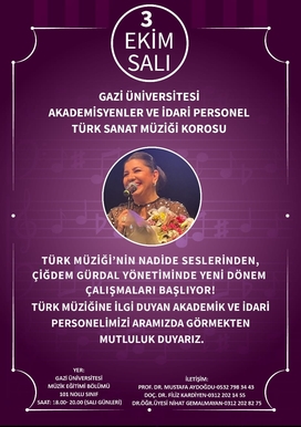 G.Ü. Akademisyenler ve İdari Personel Türk Sanat Müziği Korosu Yeni Dönem Çalışmalarına Başlıyor