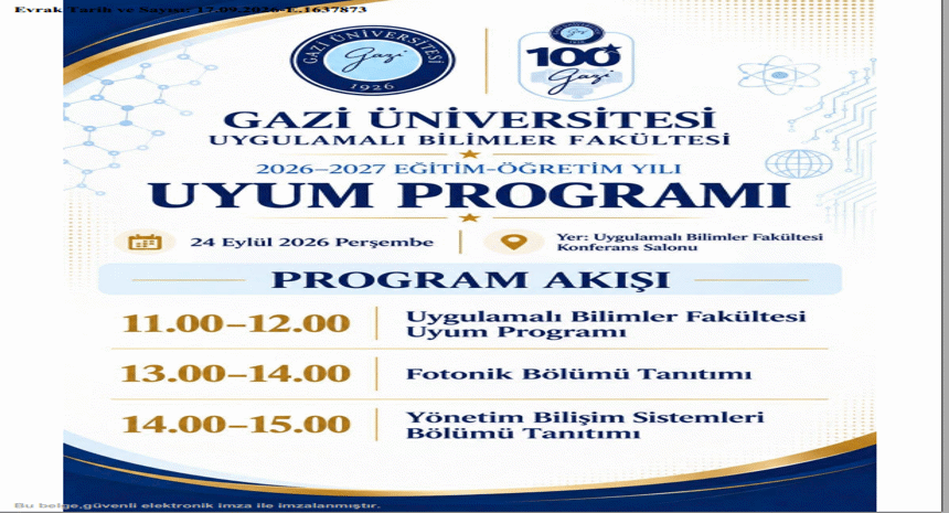 Bölümümüze Yeni Katılan Öğrencilerimiz İçin Uyum Programı