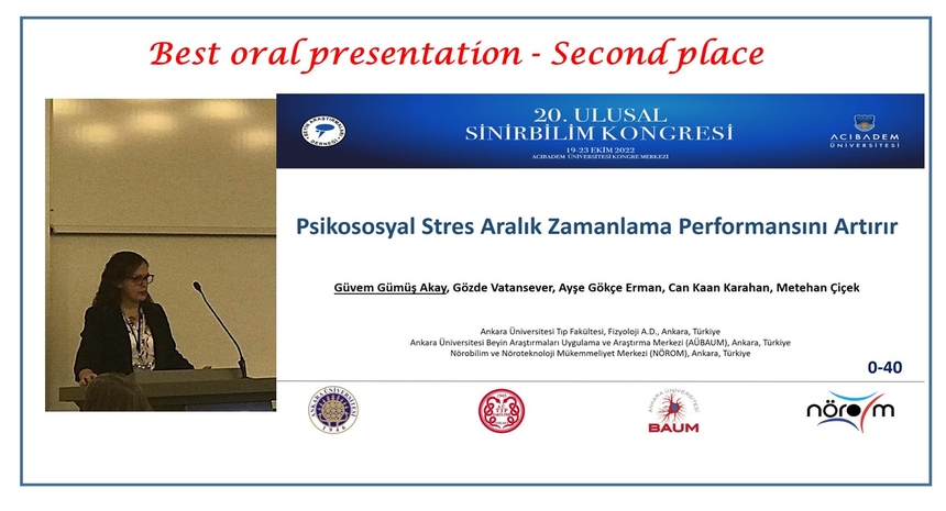 NÖROM researcher Dr. Güvem Gümüş Akay'a won oral presentation award