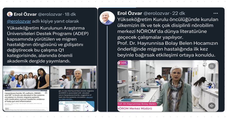 YÖK Başkanı Prof. Dr. Erol ÖZVAR'ın NÖROM Paylaşımı