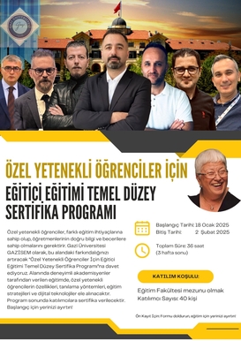 Özel Yetenekli Öğrenciler İçin Eğitici Eğitimi Temel Düzey Sertifika Programı