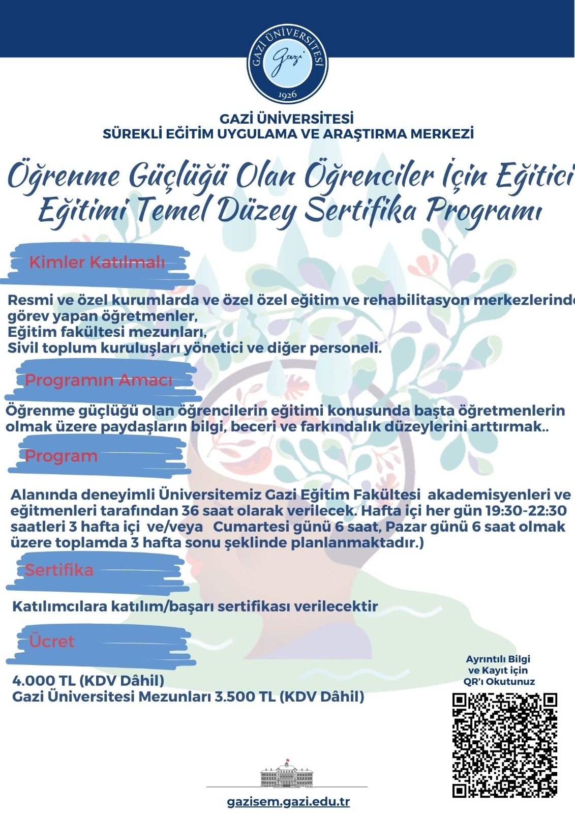 Öğrenme Güçlüğü Olan Öğrenciler İçin Eğitici Eğitimi Temel Düzey Sertifika Programı-1