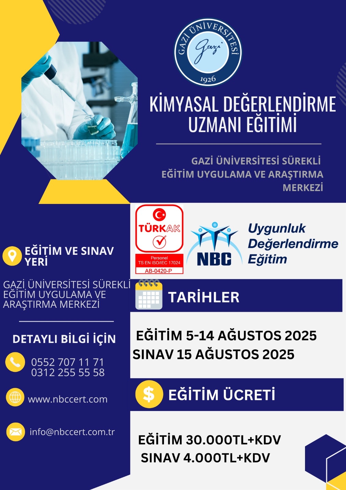 Kimyasal değerlendirme uzmanı 5-14 Ağustos-1
