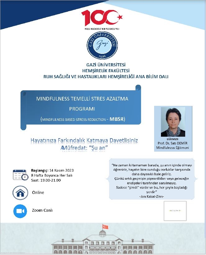 “Mindfulness Based Stress Reduction Program (MBSR)” Course