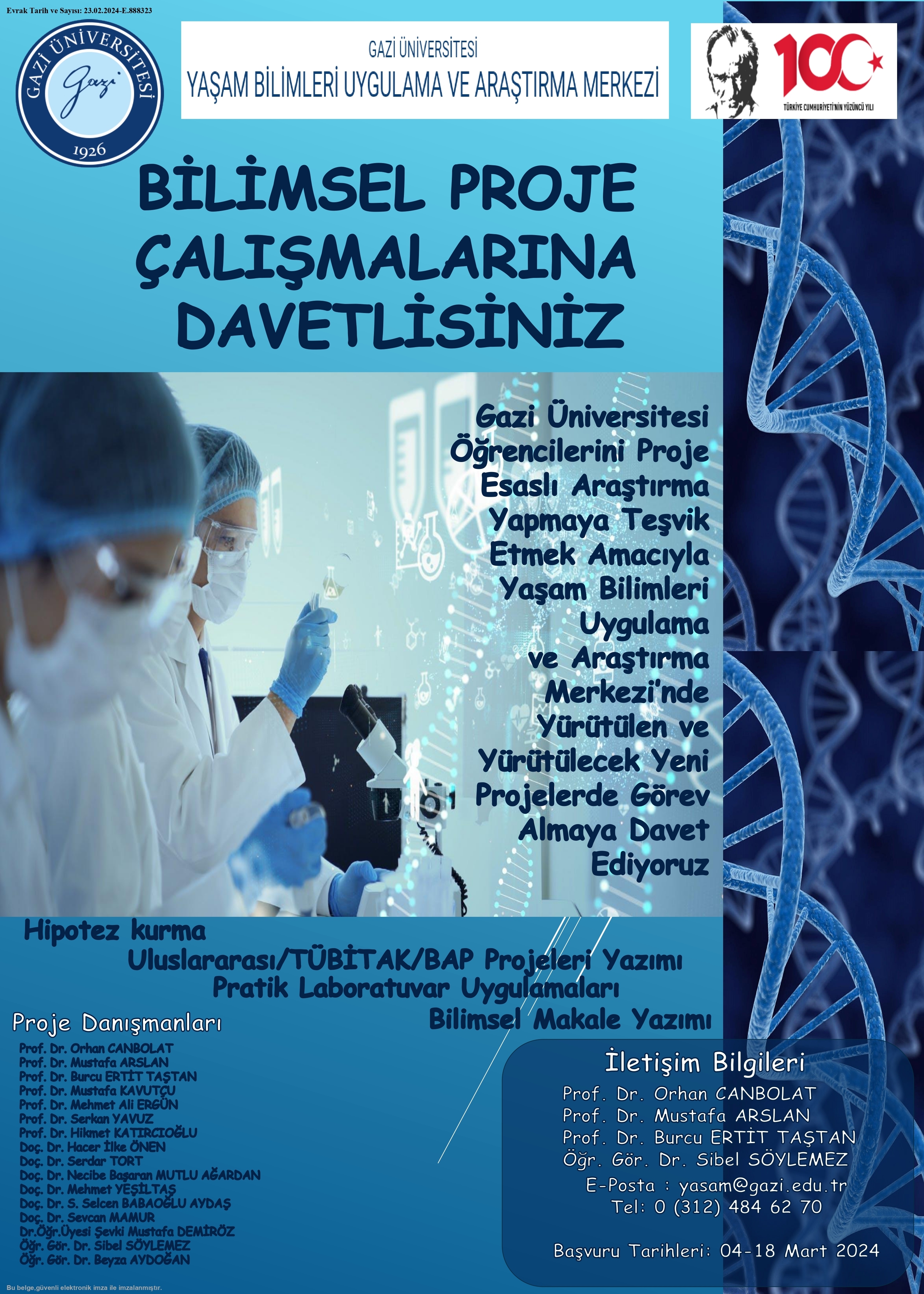 Bilimsel Proje Çalışmalarına Davet-1