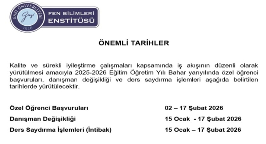 Önemli Tarihler