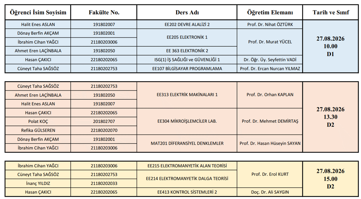 3 ders sınavları 2026-08-1