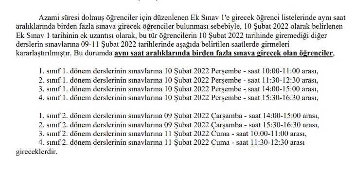 Güncel 5(ı) İngilizce Dersleri Ek Sınav I Tarihleri-1