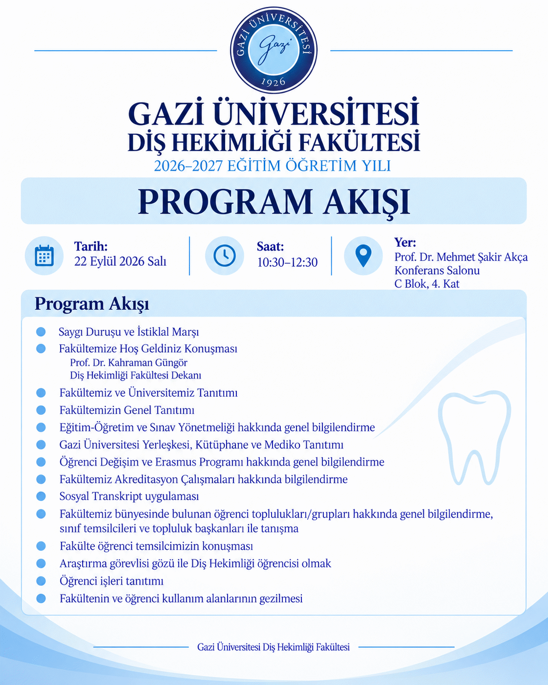 2026-2027 Eğitim Öğretim Yılı Uyum Günleri Program Akışı