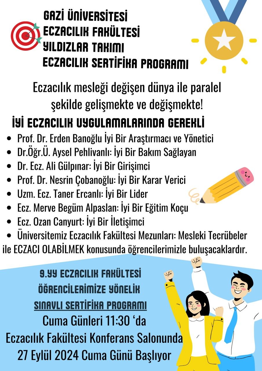 Yıldızlar Takımı Eczacılık Sertifika Programı 2024-1