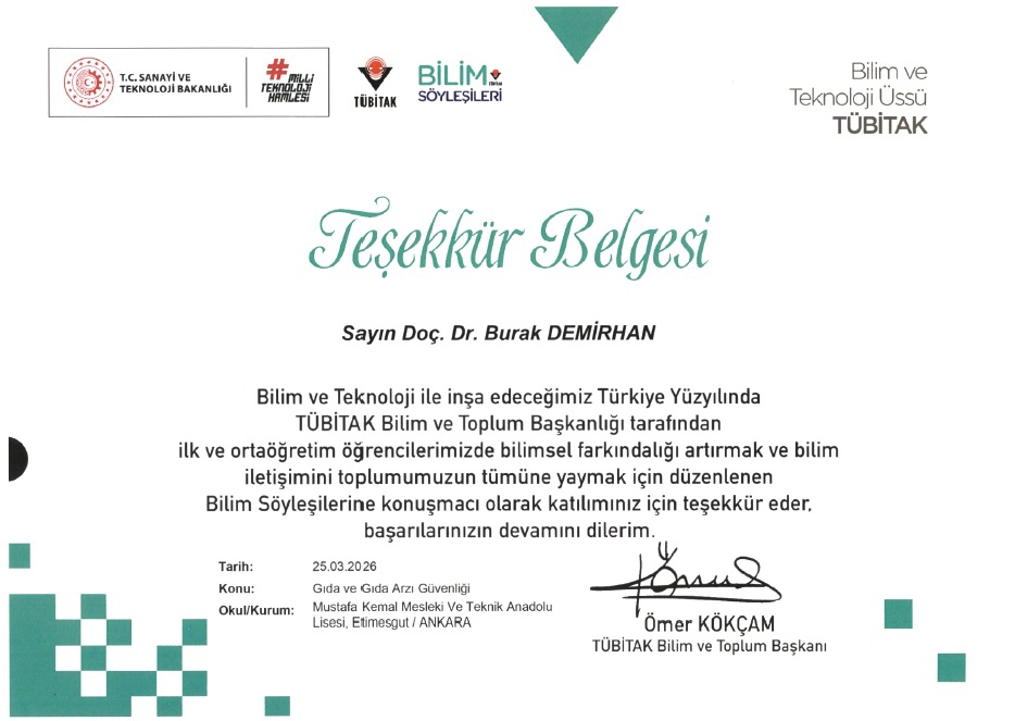 TÜBİTAK Bilim Söyleşisi Prof. Dr. Burak DEMİRHAN “Gıda Güvenliği ve Sağlığımız”-5