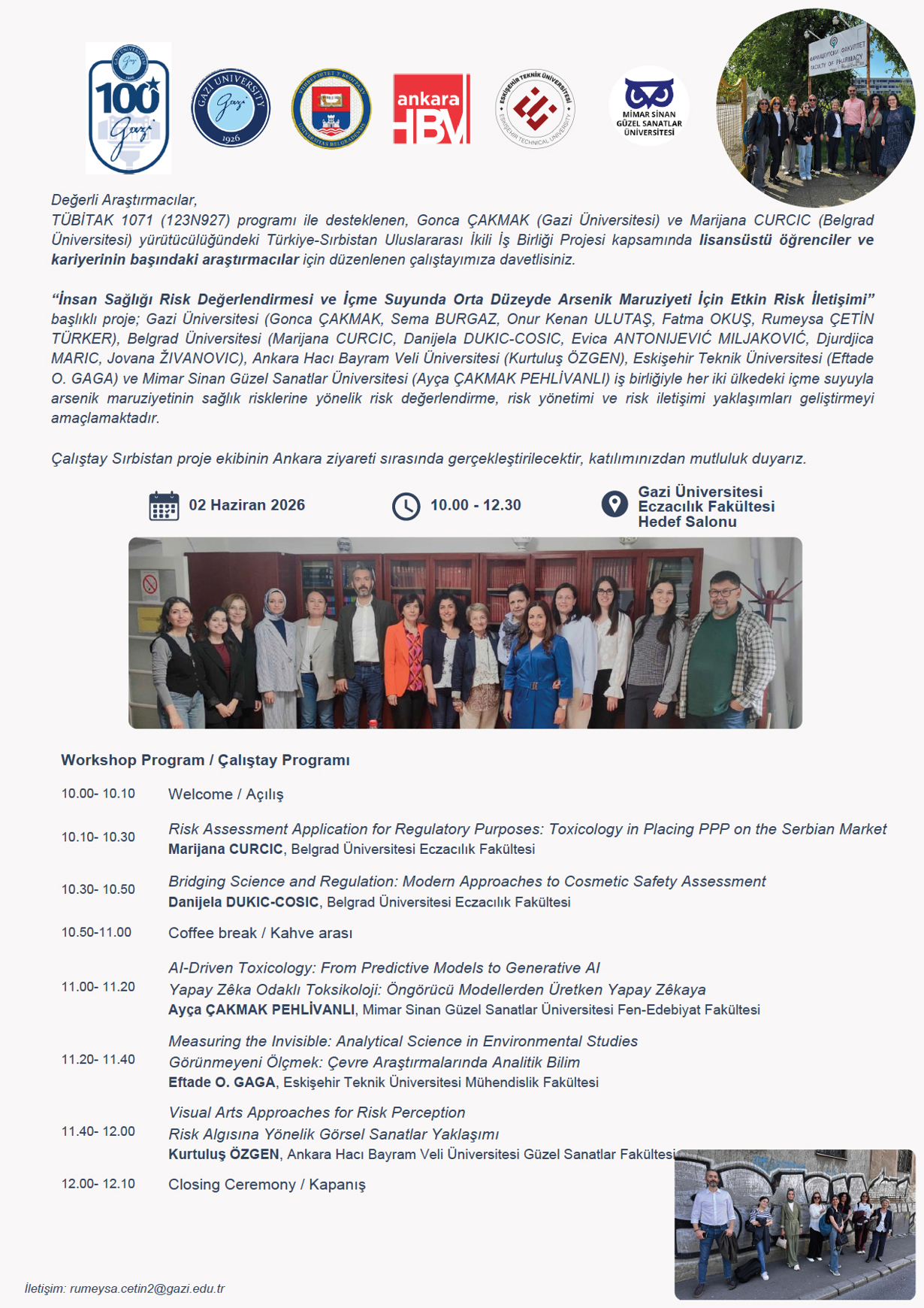 TÜBİTAK 1071 (123N927) Türkiye-Sırbistan Uluslararası İkili İş Birliği Projesi Lisansüstü Araştırmacı Çalıştayı-1