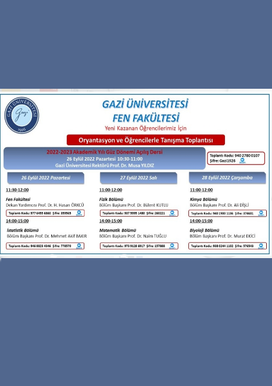 G.Ü.Fen Fakültesini Yeni Kazanan Öğrencilerimizle Tanışma ve Uyum Programı