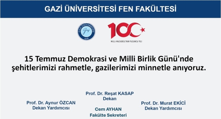 15 Temmuz Demokrasi ve Milli Birlik Günü Mesajı