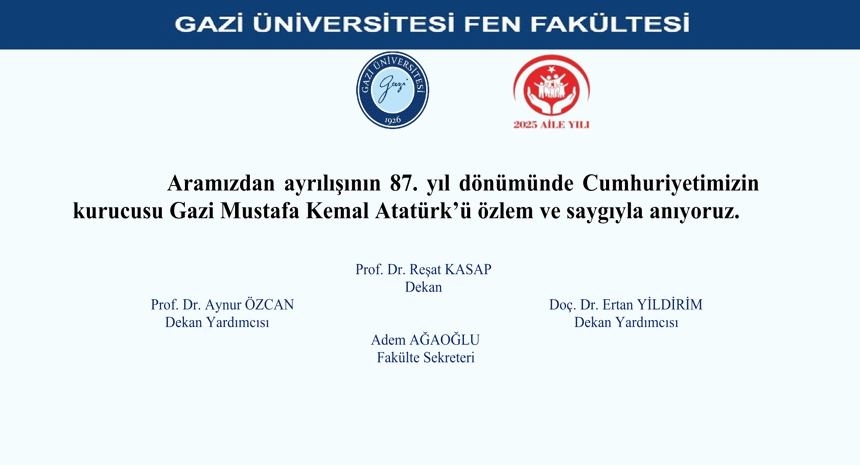 10 Kasım Gazi Mustafa Kemal Atatürk'ü Anma Mesajı