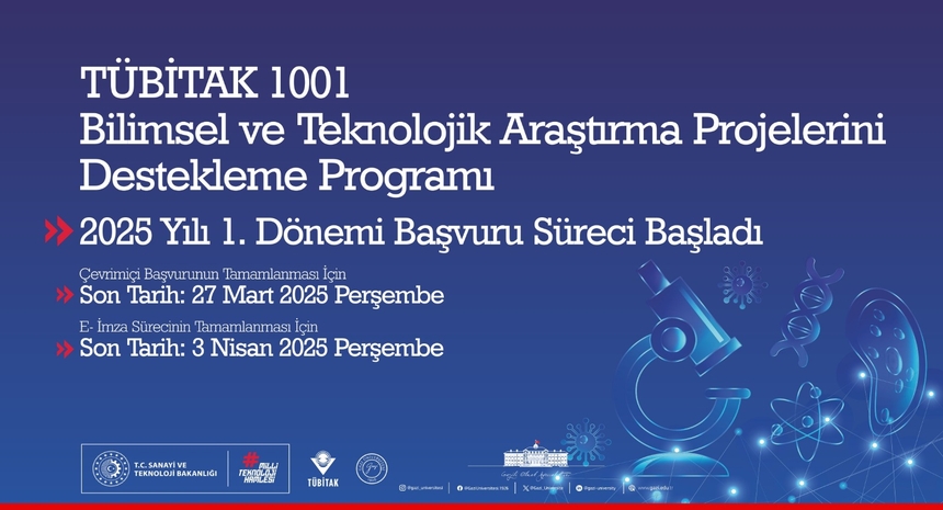 TÜBİTAK 1001 Bilimsel ve Teknolojik Araştırma Projelerini Destekleme Programı Başvuruları