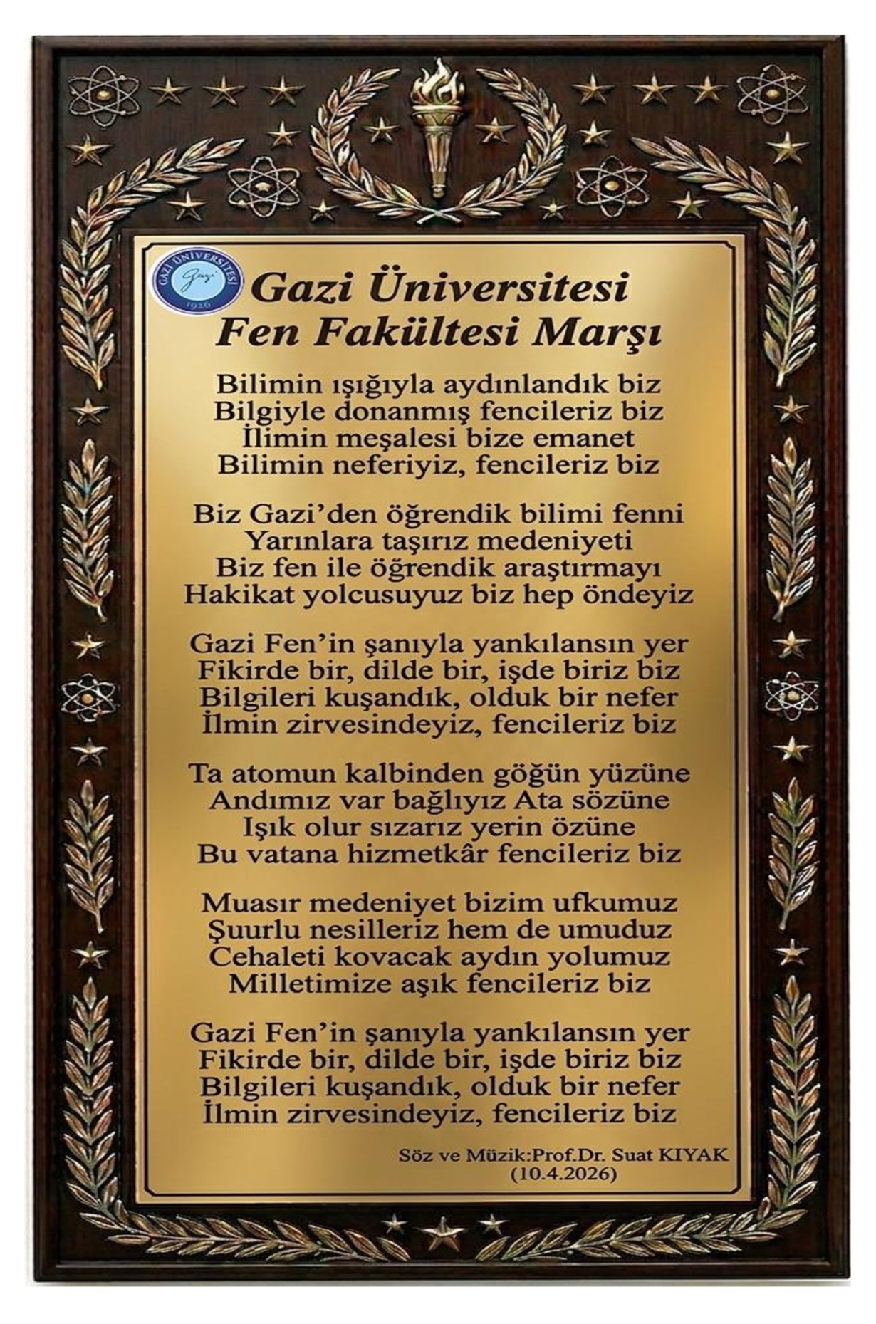 Gazi Üniversitesi’nin 100. Yılına Özel Bir Eser: “Gazi Üniversitesi Fen Fakültesi Marşı”-1