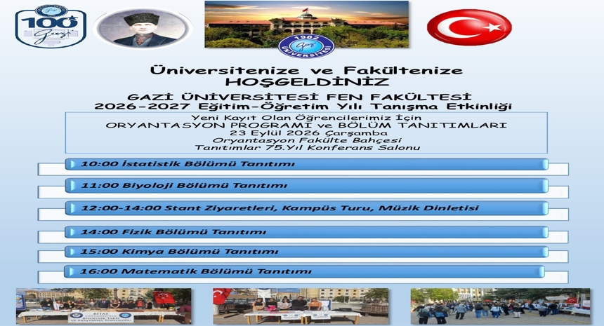 Fen Fakültesi 2026-2027 Eğitim-Öğretim Yılı Oryantasyon Programı