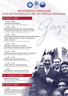 Atatürk'ün Gençleri Gazi Eğitim Fakültesi 100.Yıl Etkinlik Programı