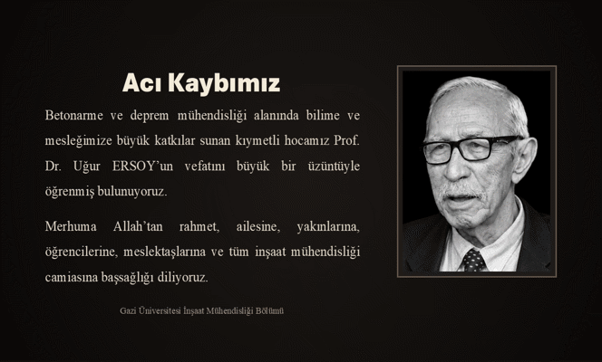 Prof. Dr. Uğur ERSOY'u Kaybettik 