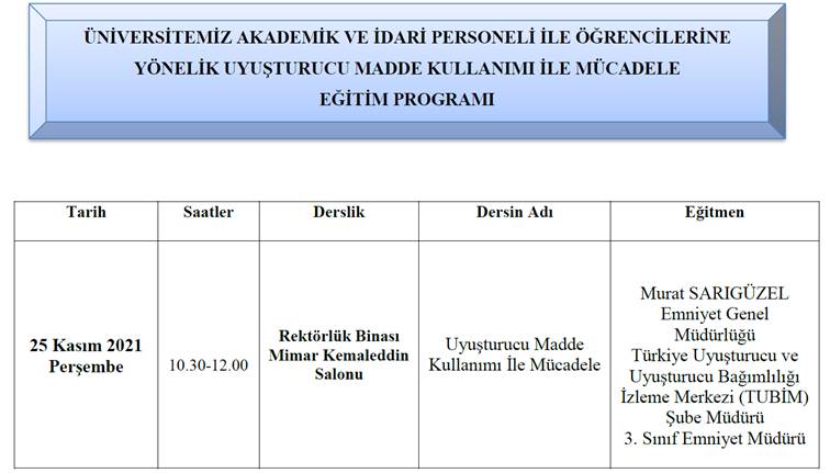 Uyuşturucu Madde Kullanımı İle Mücadele Eğitimi Hk.-1