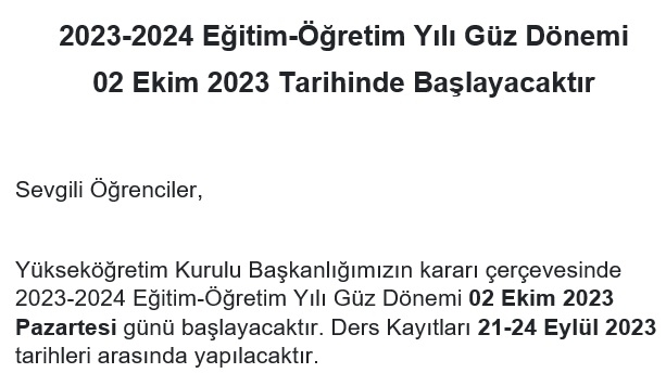 Derslerin Başlama Tarihi-1