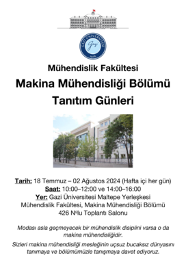 Makina Mühendisliği Bölümü Tanıtım Günleri 2024