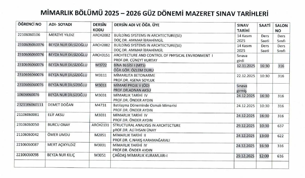 2025-2026 Güz Dönemi Mazeret Sınav Tarihleri-1