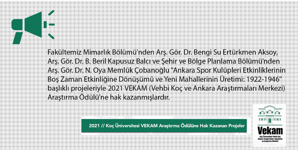 2021 Yılı Koç Üniversitesi VEKAM Araştırma Ödülü Kapsamında Araştırma Görevlilerimizin Başarısı