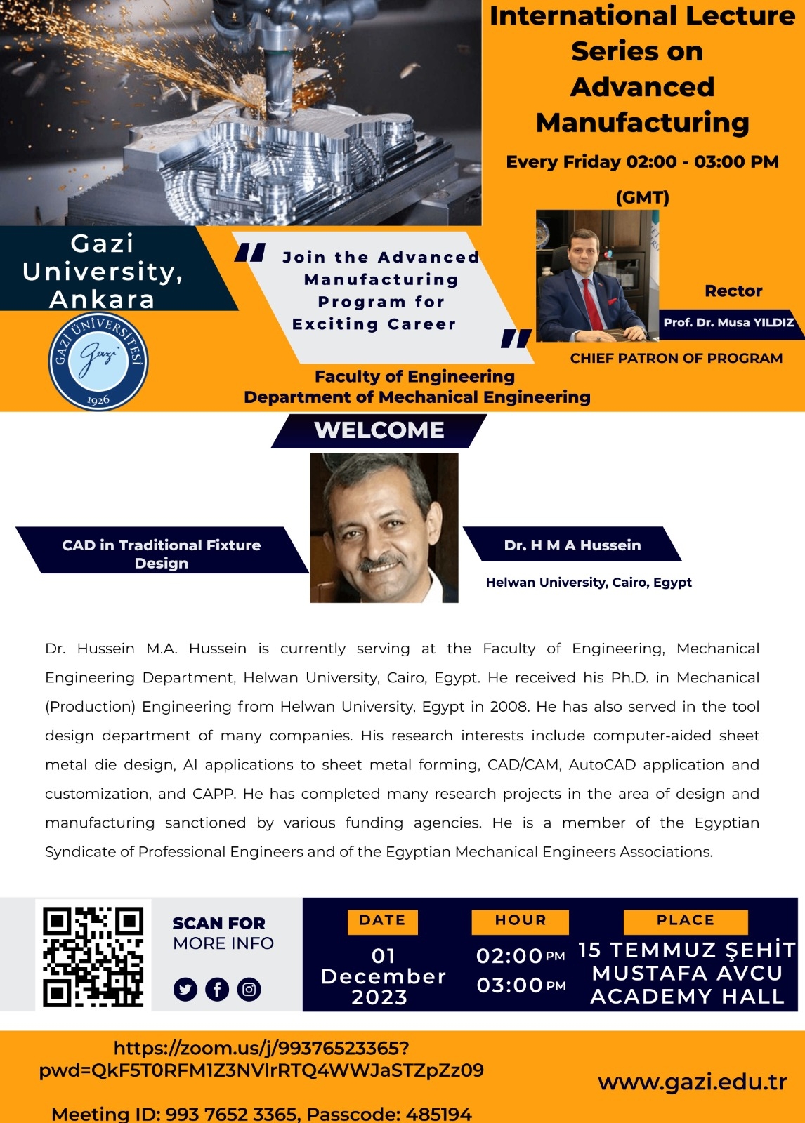 International Lecture Series on Advanced Manufacturing December 1-1
