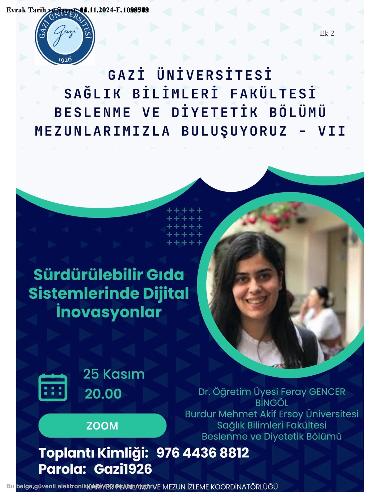 Mezunlarımızla Buluşuyoruz VII:Sürdürülebilir Gıda Sistemlerinde Dijital İnovasyonlar